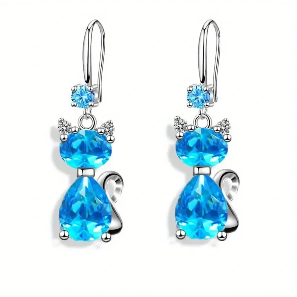 Cat Rhinestone Earrings-NWT